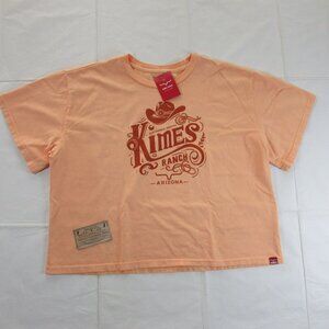 Kimes Ranch Women's XL Short Sleeve Crop Invitation Graphic T-Shirt Peach